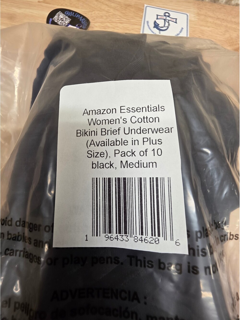 AMAZON ESSENTIALS WOMEN’S COTTON BIKINI BRIEF UNDERWEAR BLACK 10‑PACK M